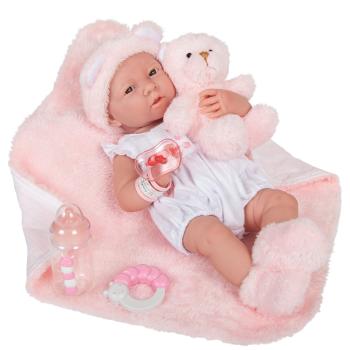 JC Toys/Berenguer - JC Toys,La Newborn All-Vinyl Real Girl 15in Baby Doll-White Outfit & Accessories
